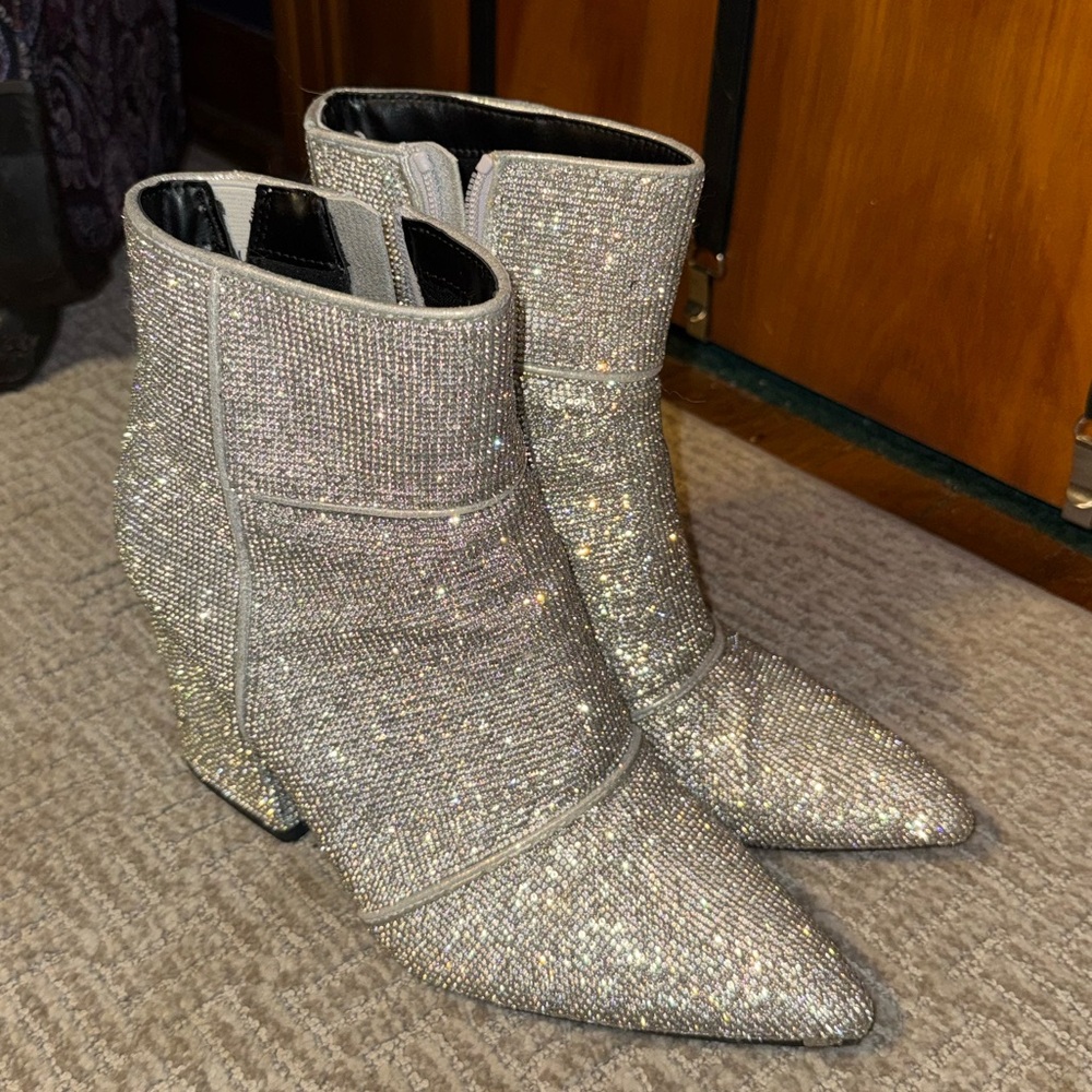 Silver Glitter Ankle Boots